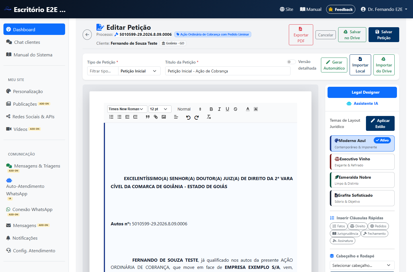 Prévia de Workspace A4 e Legal Designer